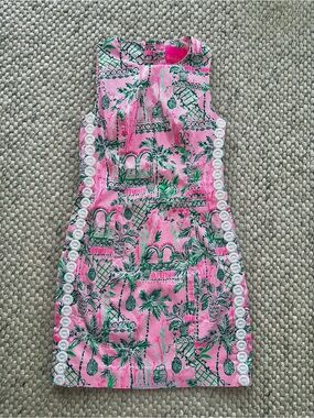 Lilly Pulitzer Pink & Green Tropical Print Mini Dress